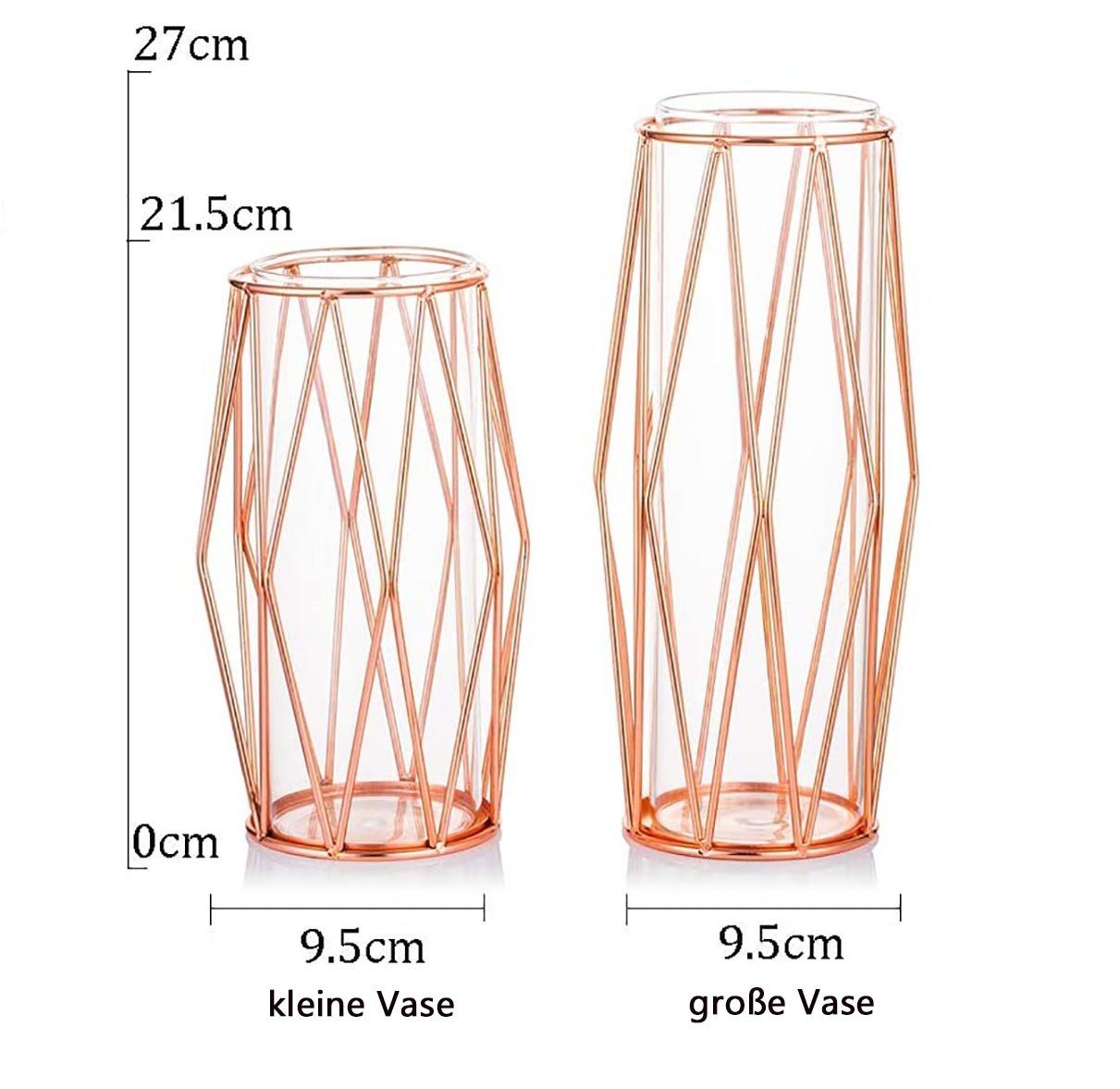 zggzerg Dekovase Dekovase Vase Glas (1 St) Für Roségold (1 St) Vase Pampasgras, Hochbodenvase