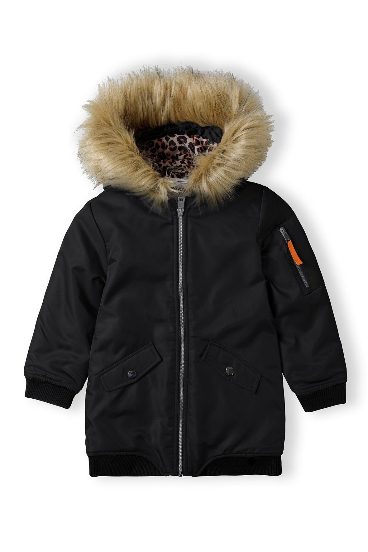 Schwarz Kapuze Winterjacke mit (3-14y) MINOTI flauschiger