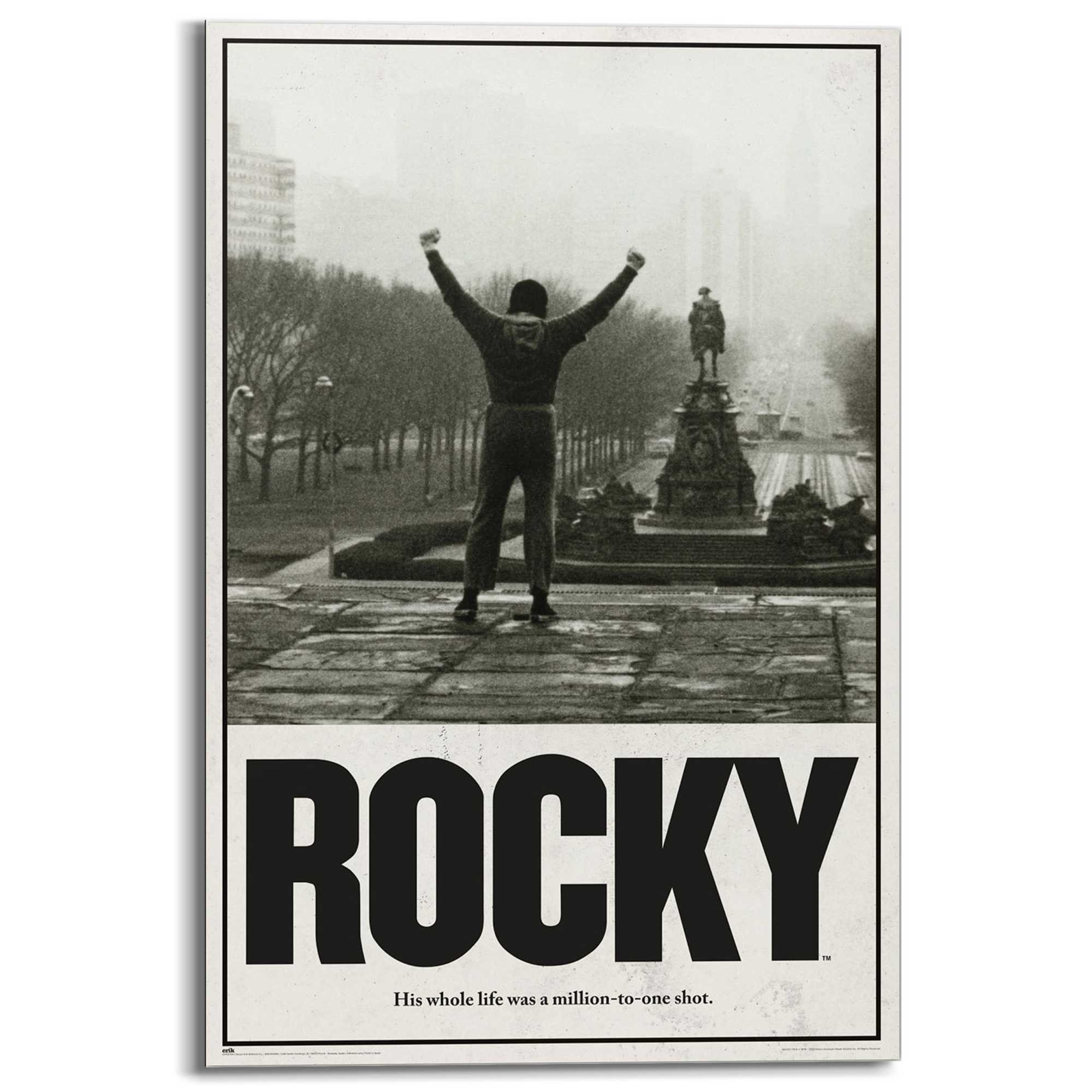Reinders! Deco-Panel Rocky - Rocky Balboa, Teenager Zimmer - Schwarz-Weiß - MDF - Film und Fernsehen - 60x90 cm