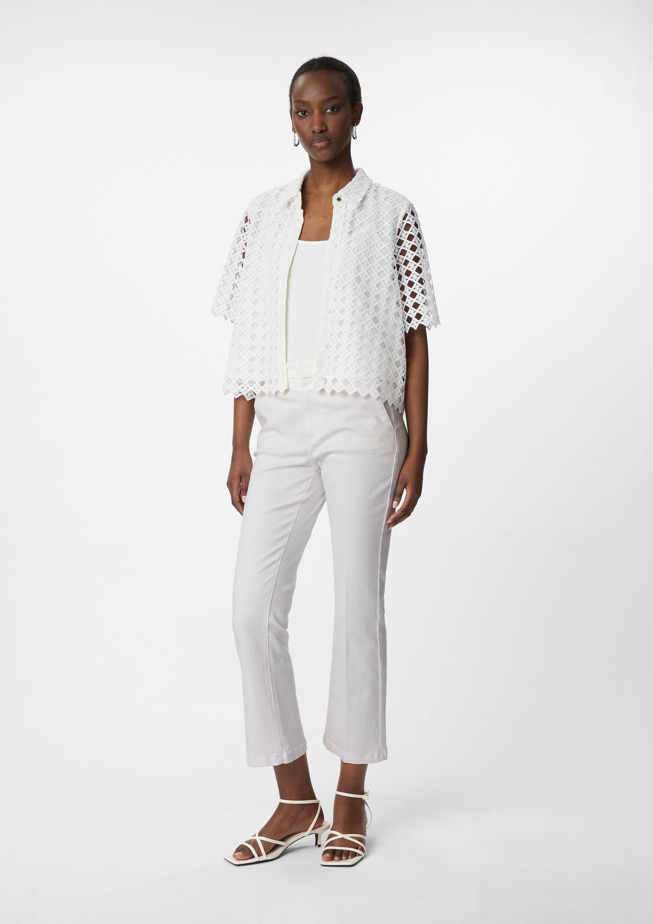 comma 7/8-Hose Hose Weiße Crop-Jeans mit Flared Leg