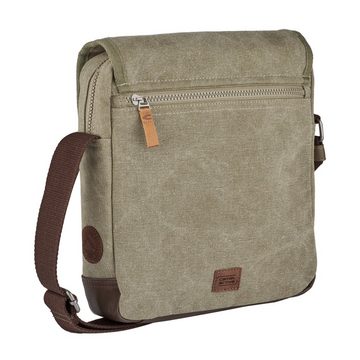 camel active Umhängetasche Air, Überschlagtasche aus Canvas und weich strukturiertem Lederimitat