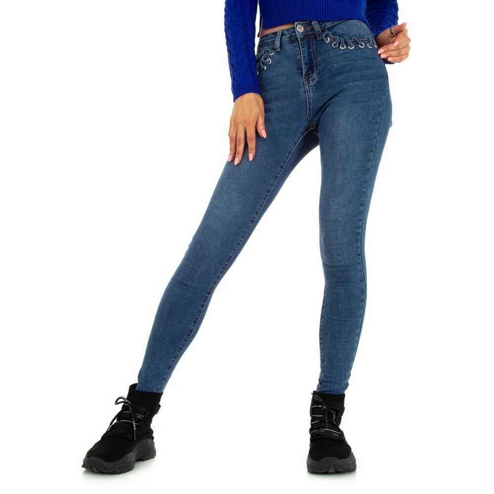 Ital-Design Skinny-fit-Jeans Blau in Jeans Skinny Freizeit Stretch Damen