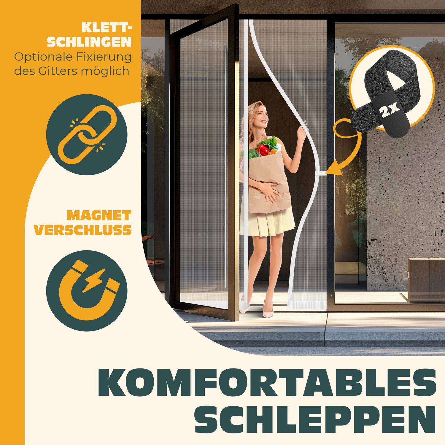 KESSER Insektenschutzplissee, Magnet Fliegengitter Tür Insektenschutz Magnetvorhang