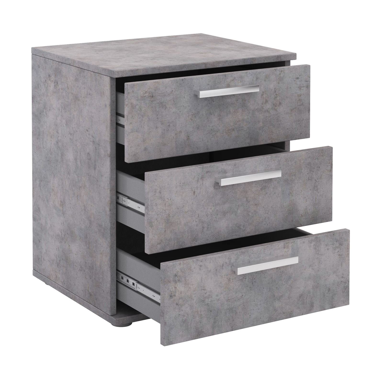 CARO-Möbel Nachtkommode MARIELLA, Nachttisch Nachtschrank für Boxspringbett Kommode Konsole Beistell 3 S