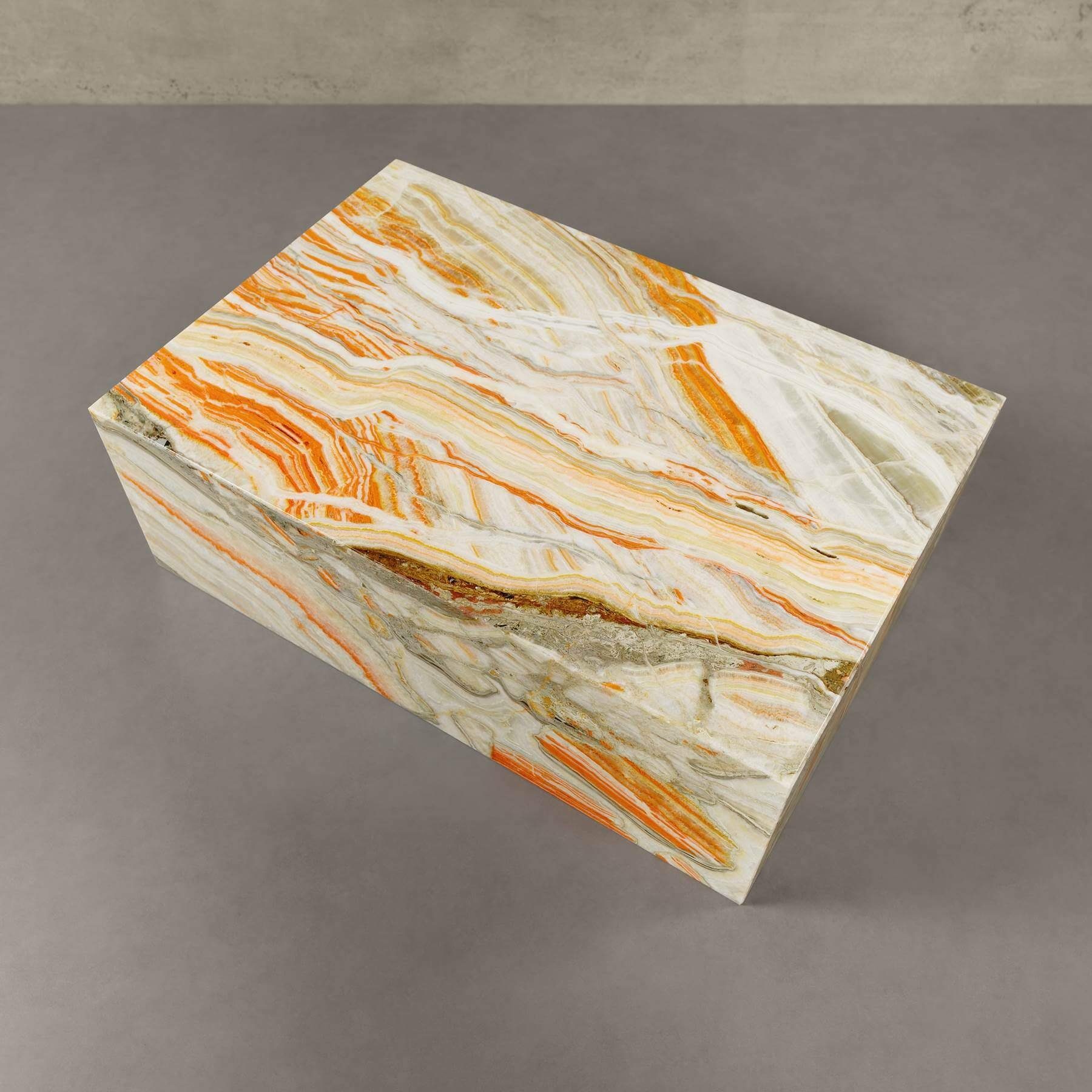90x60x30cm echter Marmor Ablagetisch MAGNA Onyx MARMOR, Couchtisch Atelier ASPEN ECHTEM eckig, Multicolor Tisch, Beistelltisch mit