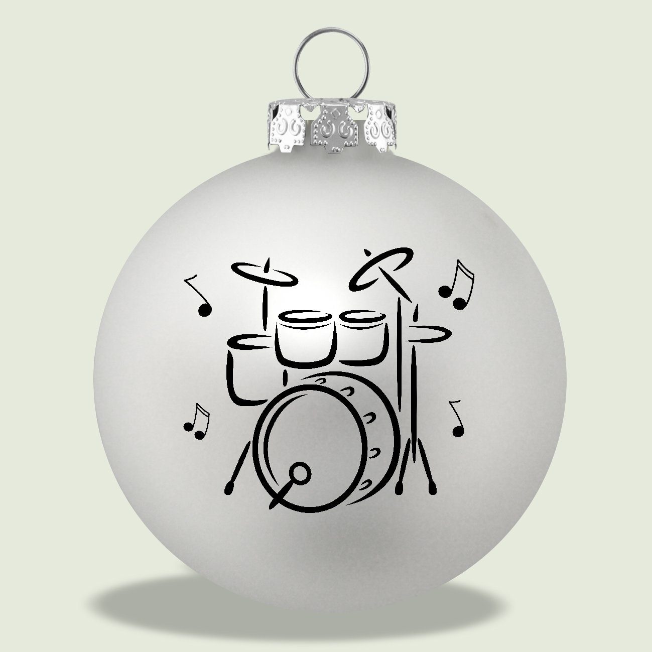 Schlagzeug-Druck, Musikboutique 3er-Set schwarzem mit Weihnachtsbaumkugel, Farbe aus silber Glas