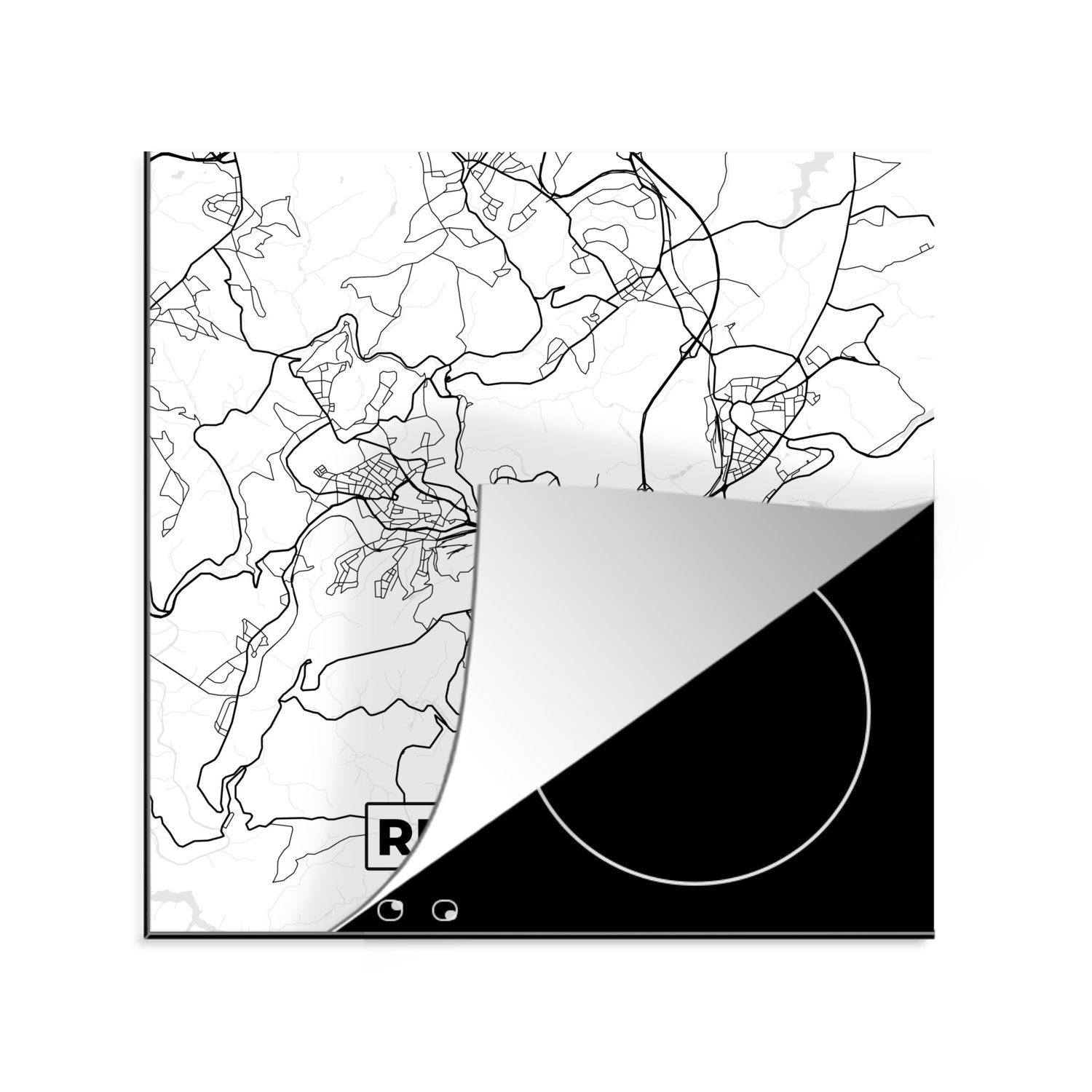 MuchoWow Herdblende-/Abdeckplatte Ceranfeldabdeckung, 78x78 für (1 Vinyl, Karte tlg), cm, küche Arbeitsplatte Stadtplan, - - Remscheid
