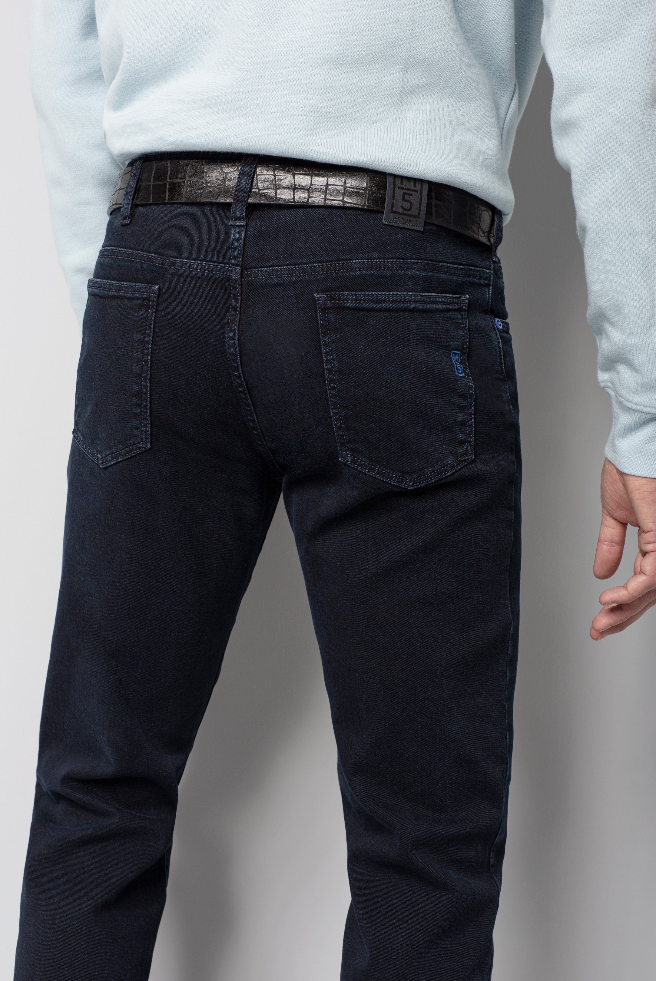MEYER Fit Denim M5 Performance Regular Super Stretch Deep Blue 5-Pocket-Jeans