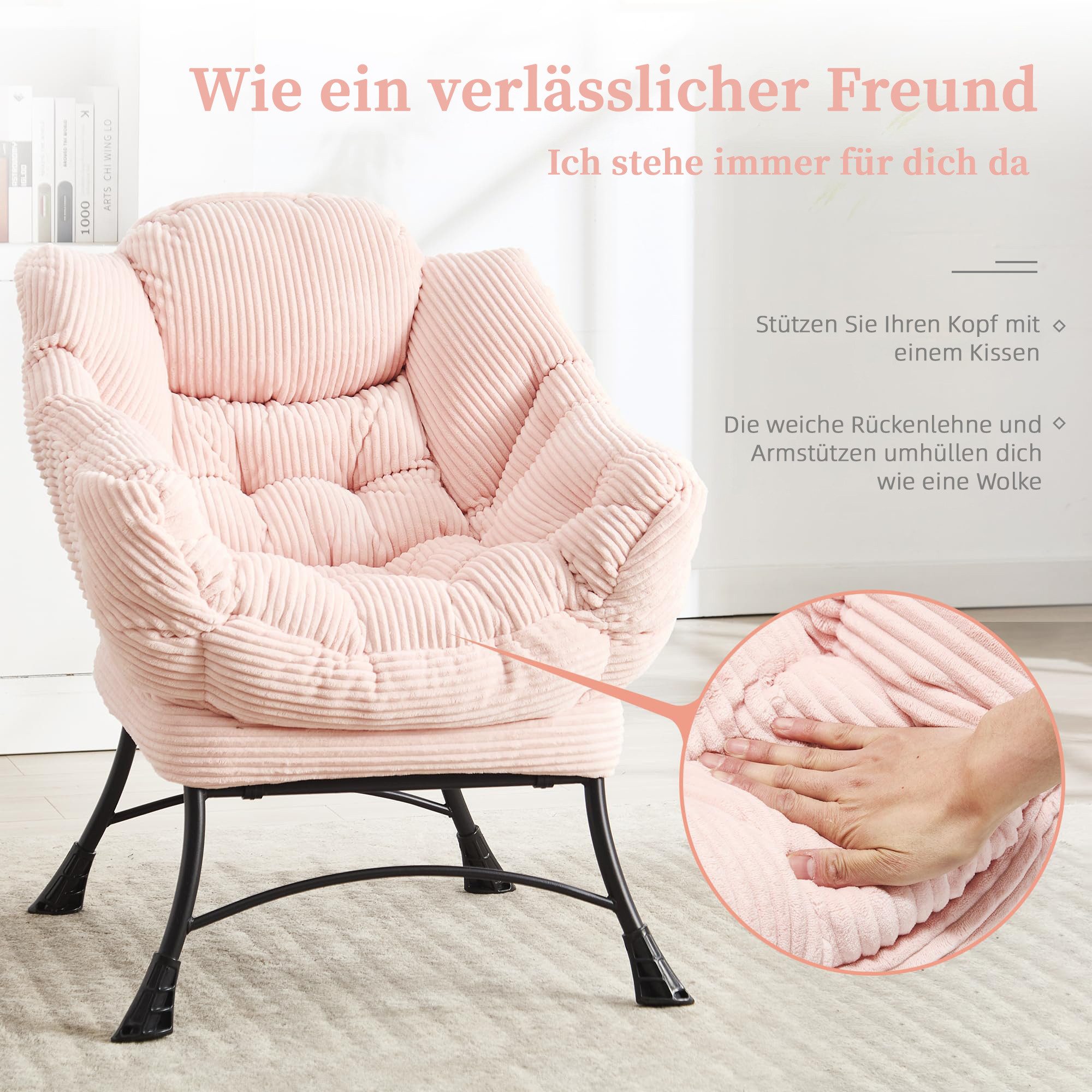 LVHOM Loungesessel Relaxsessel mit Hocker: Verbreitert/Sanftes Design,praktische Ergonomie (Gemütliche, extraweiche Polsterung, rutschfeste Schutzfüße, ergonomi – Bild 5 von 5