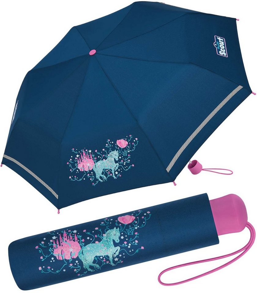 Scout Taschenregenschirm Dreamworld - Mini Kinderschirm, extra leicht für  Kinder gemacht, reflektierend und bedruckt, Regenschirm für Kinder der  Marke Scout, Typ Taschenschirm mit