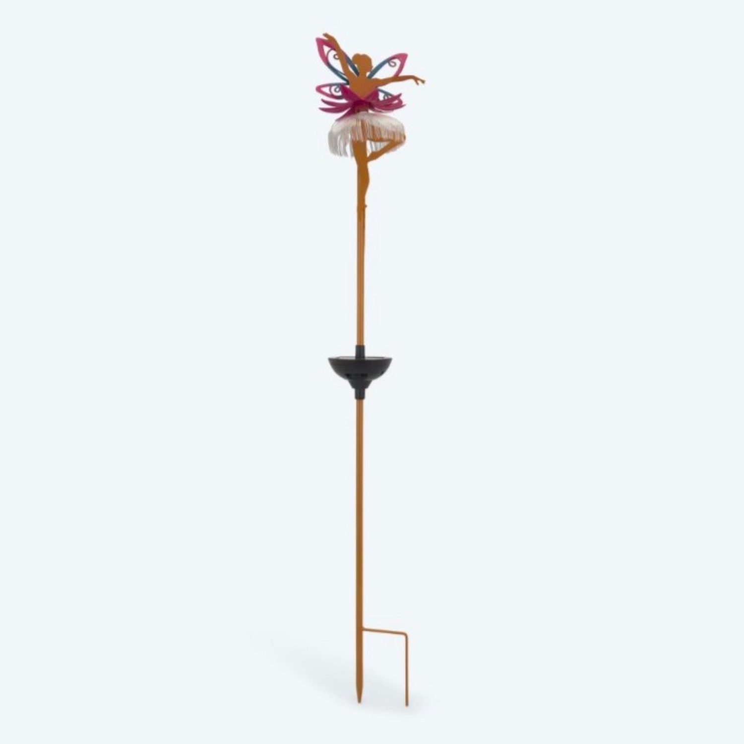 Online-Fuchs LED Solarleuchte für außen - Solar Gartenstecker Feentanz aus Metall - 94 cm groß, Kleid mit leuchtenden LED-Fäden, warmweiße Beleuchtung oder seic – Bild 4 von 4