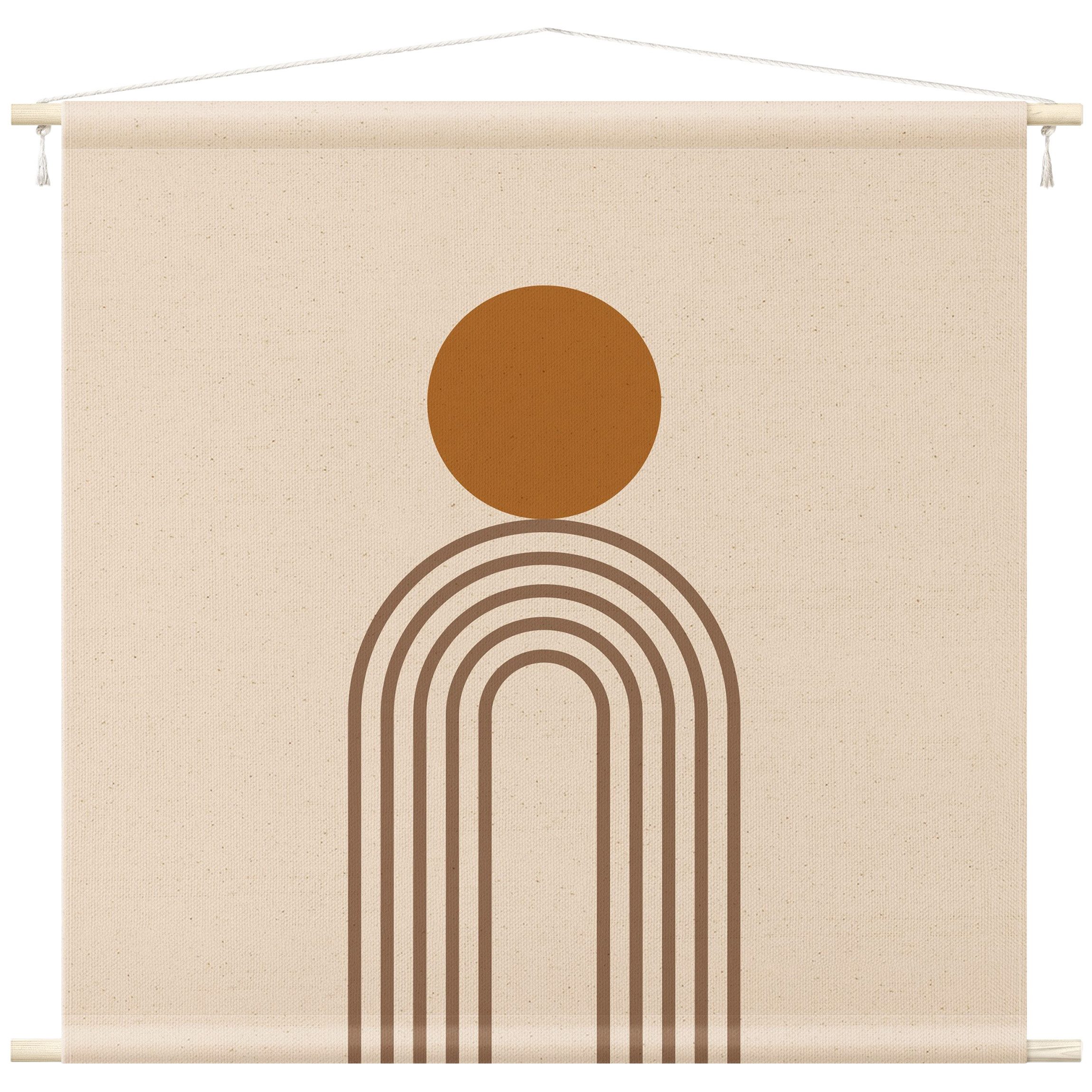 Bilderdepot24 Wandteppich modern Muster Abstrakt Geometrisch beige, quadratisch, Höhe: 2.6 mm, großes Wandbild aus Natur-Baumwolle Wandbehang Stoffbild Tuch Wollseil