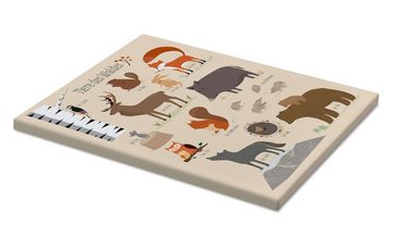 Posterlounge Leinwandbild Sandy Lohß, Tiere des Waldes, Klassenzimmer Illustration