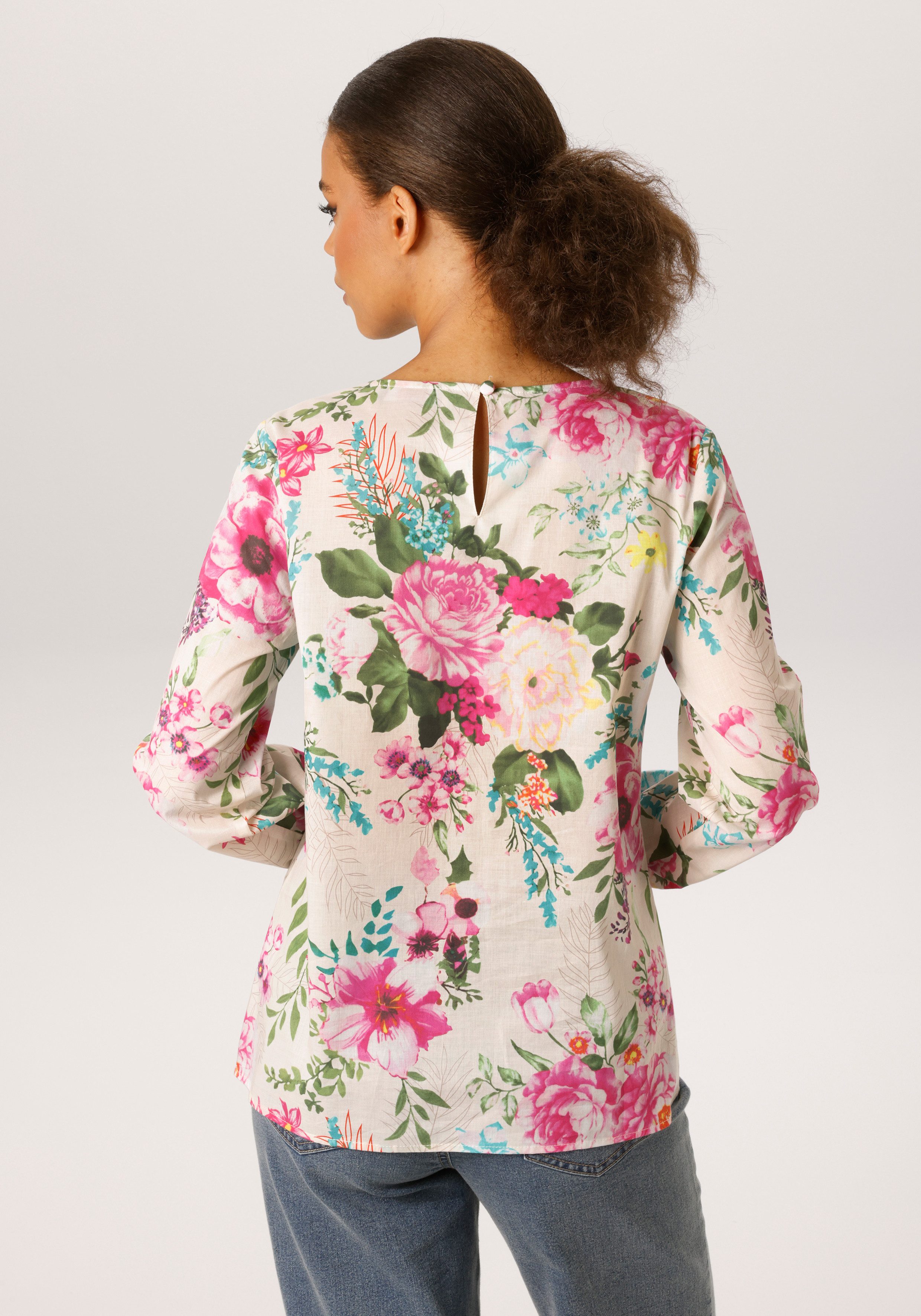 Aniston CASUAL Schlupfbluse mit farbenfrohem Blumendruck - jedes Teil ein Unikat - NEUE KOLLEKTION