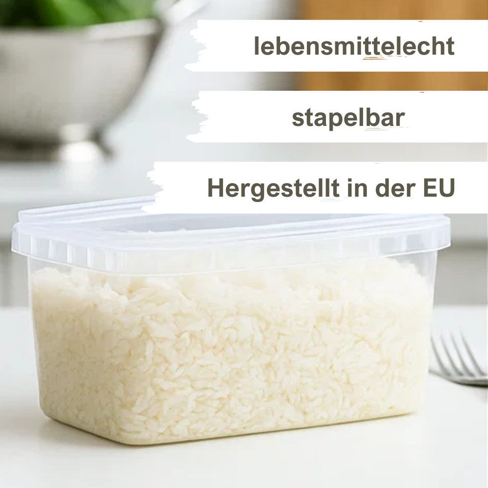 mikken Frischhaltedose Gefrierdose 1800 ml mit Frischhaltedose mit Deckel, (Spar-Set, 10-tlg., 10er bis 100er Set), stapelbar, luftdicht, verschiedene Set-Größe – Bild 3 von 4