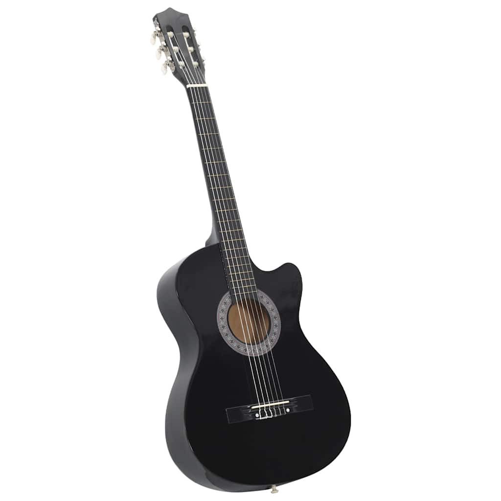 vidaXL Westerngitarre 12-tlg Westerngitarre Set mit 6 Saiten Schwarz 38"