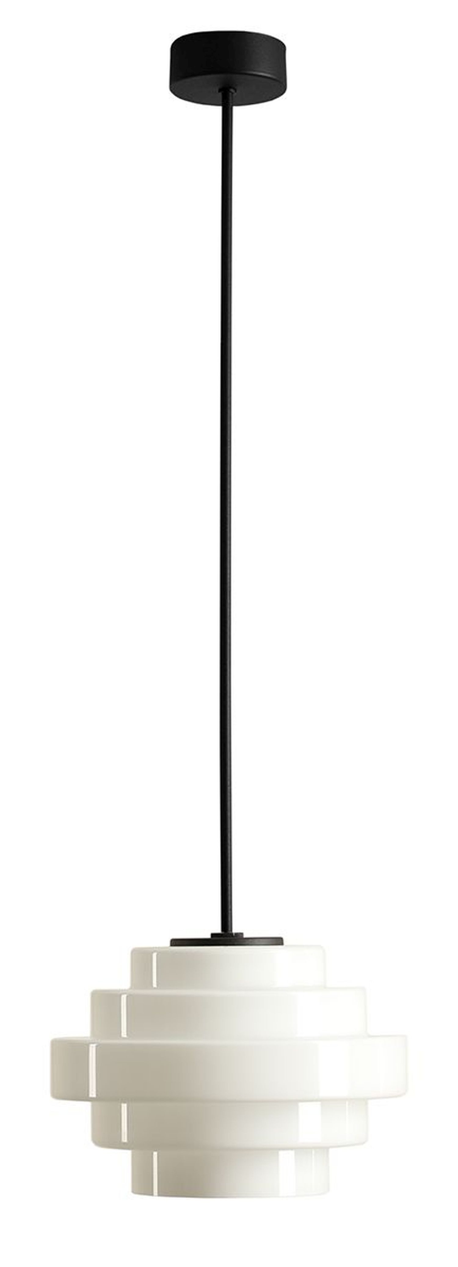 Licht-Erlebnisse Pendelleuchte RARO, ohne Leuchtmittel, Metall Glas E27 Ø 22 cm rund H: max. 75 cm Schwarz Weiß Modern