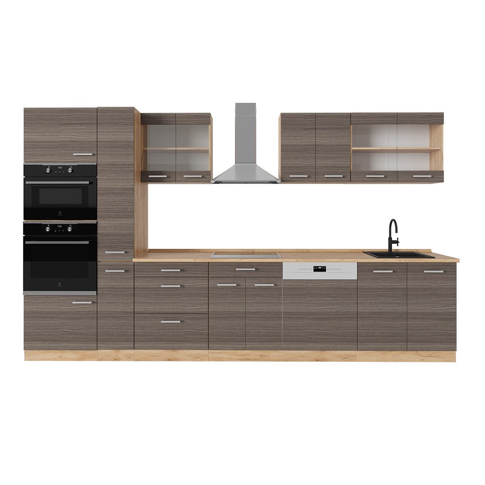 Vicco Küchenzeile R-Line, Edelgrau/Goldkraft Eiche, 350 günstig online kaufen