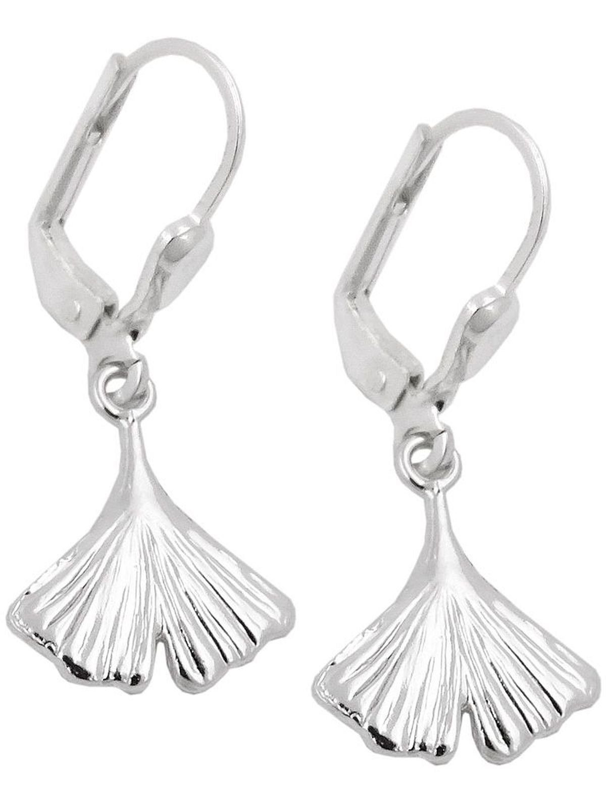 Gallay Paar Ohrhänger Ohrhänger Ohrringe 28x12mm Ginkgo-Blatt glänzend Silber 925 (1-tlg)