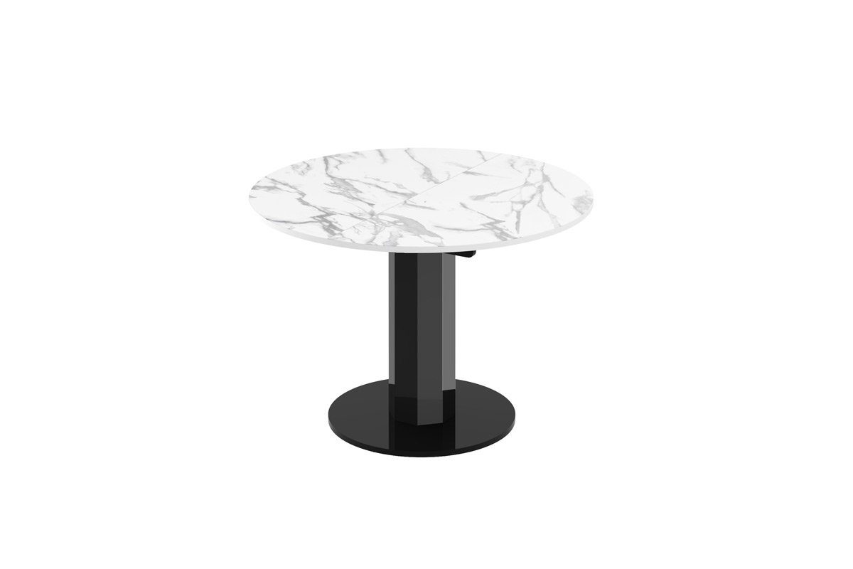Schwarz oval Tisch designimpex HES-111 Hochglanz ausziehbar Hochglanz rund 100-148cm Esstisch Beton / Design Esstisch