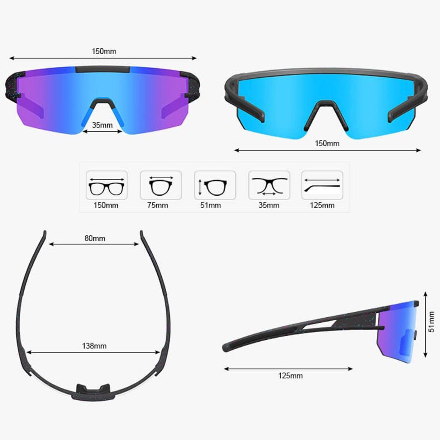 UV400- Maximaler MAGICSHE Polarisierte Weiß Fahrradbrille Schutz Sonnenbrille,