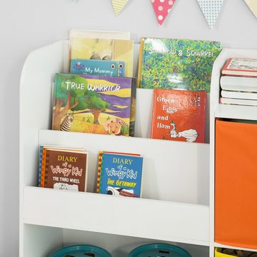 SoBuy Bücherregal KMB37, Kinderregal mit 5 Ablagefächern und 2 Stoffboxen Spielzeugregal