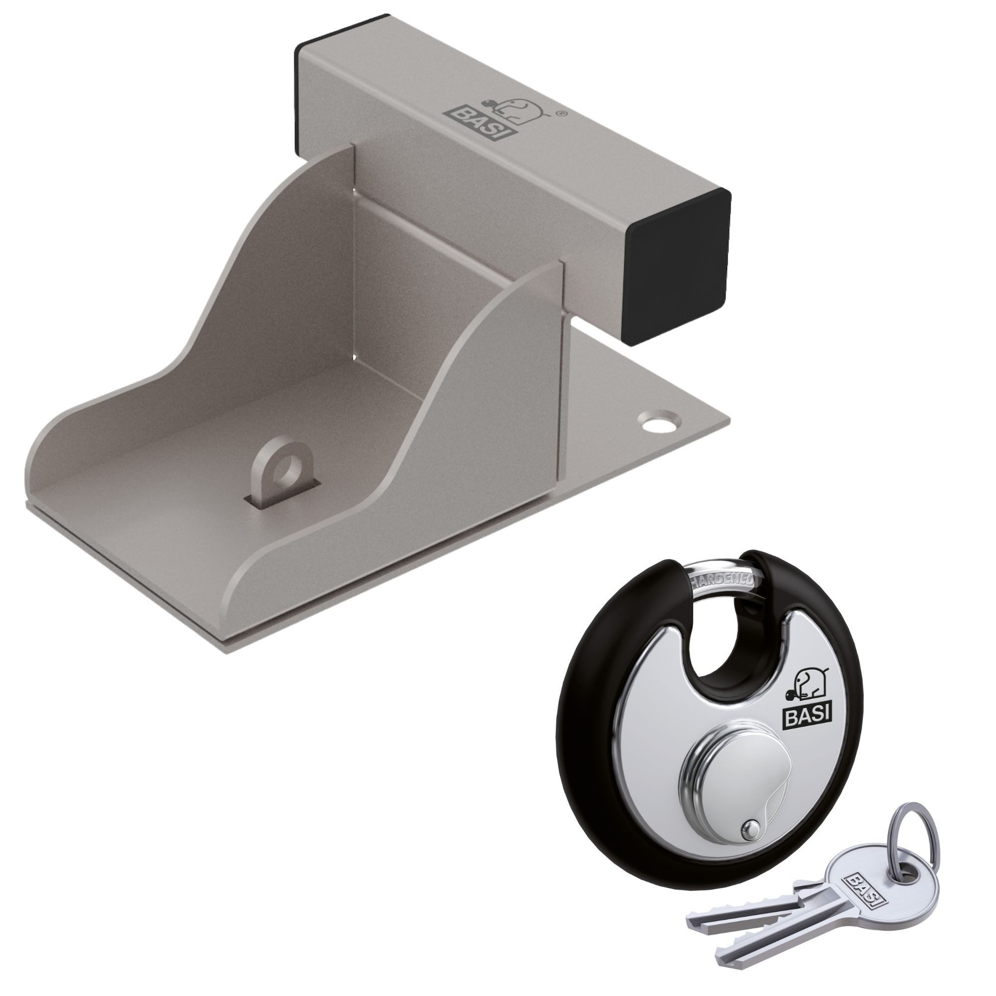 BASI Wandanker Tor-Zusatzsicherung (Spar-Set), für Tore/Garage, individuell einsetzbar, inkl. 6 Bodenanker & Schloss