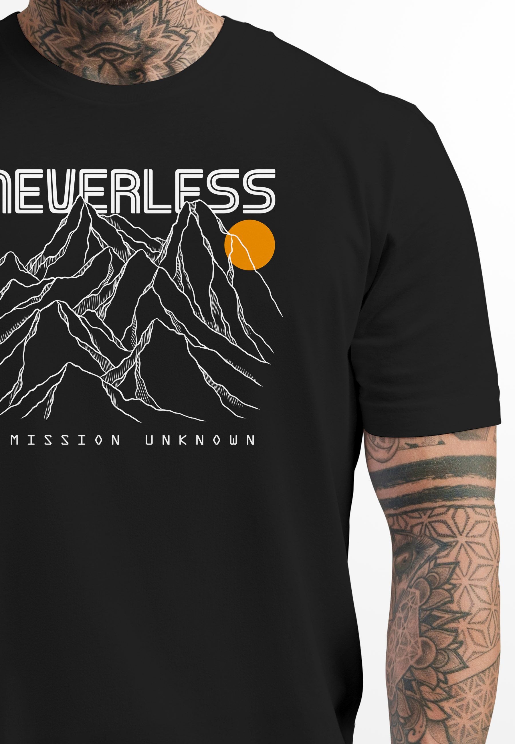 Neverless Print-Shirt Herren T-Shirt Frontprint Gebirge günstig online kaufen