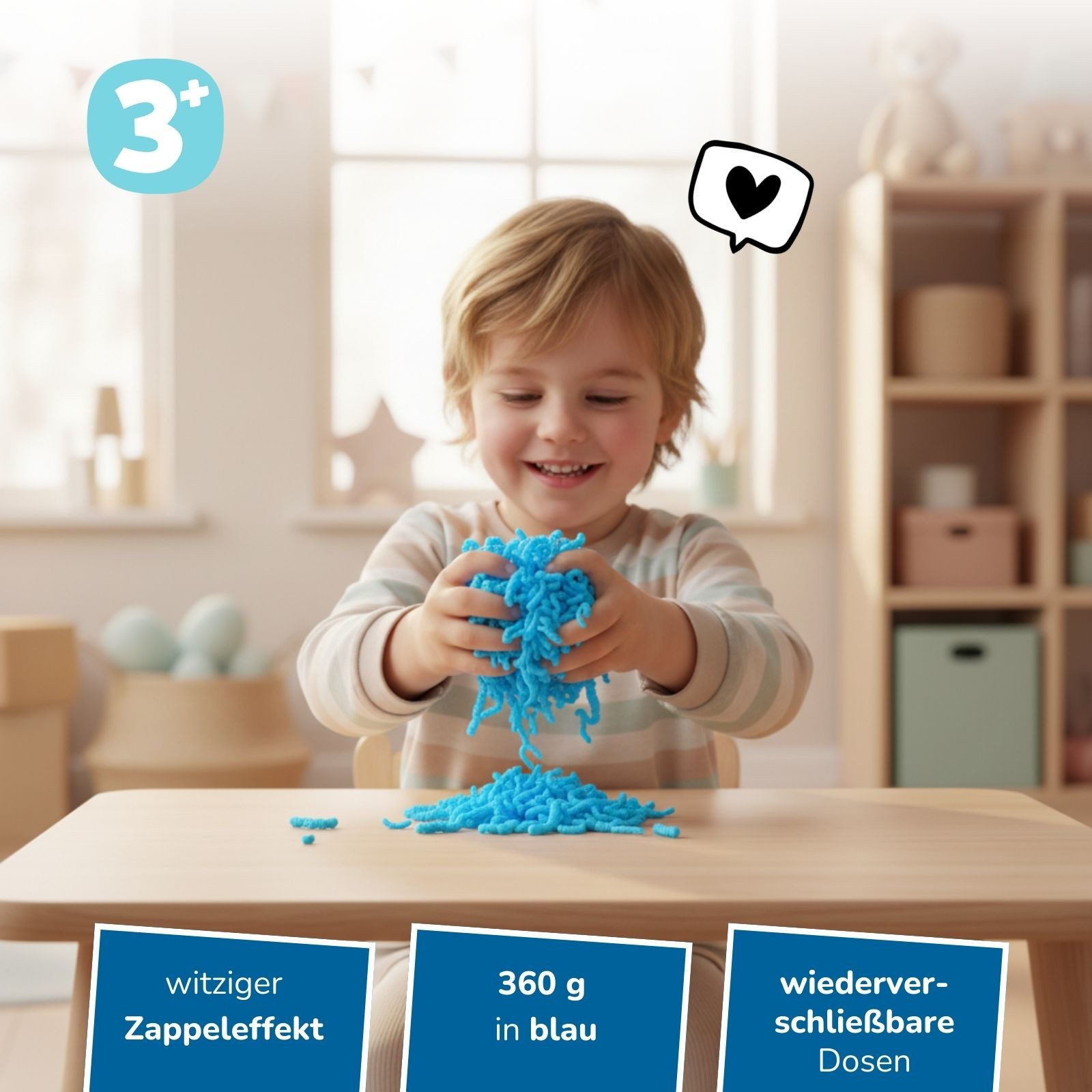 alldoro Fidget-Gadget Squishy Worms, 1440g blaue Fidget-Würmchen, Sensorisches Anti-Stress Spielzeug mit coolem Zappel-Effekt zum Kneten