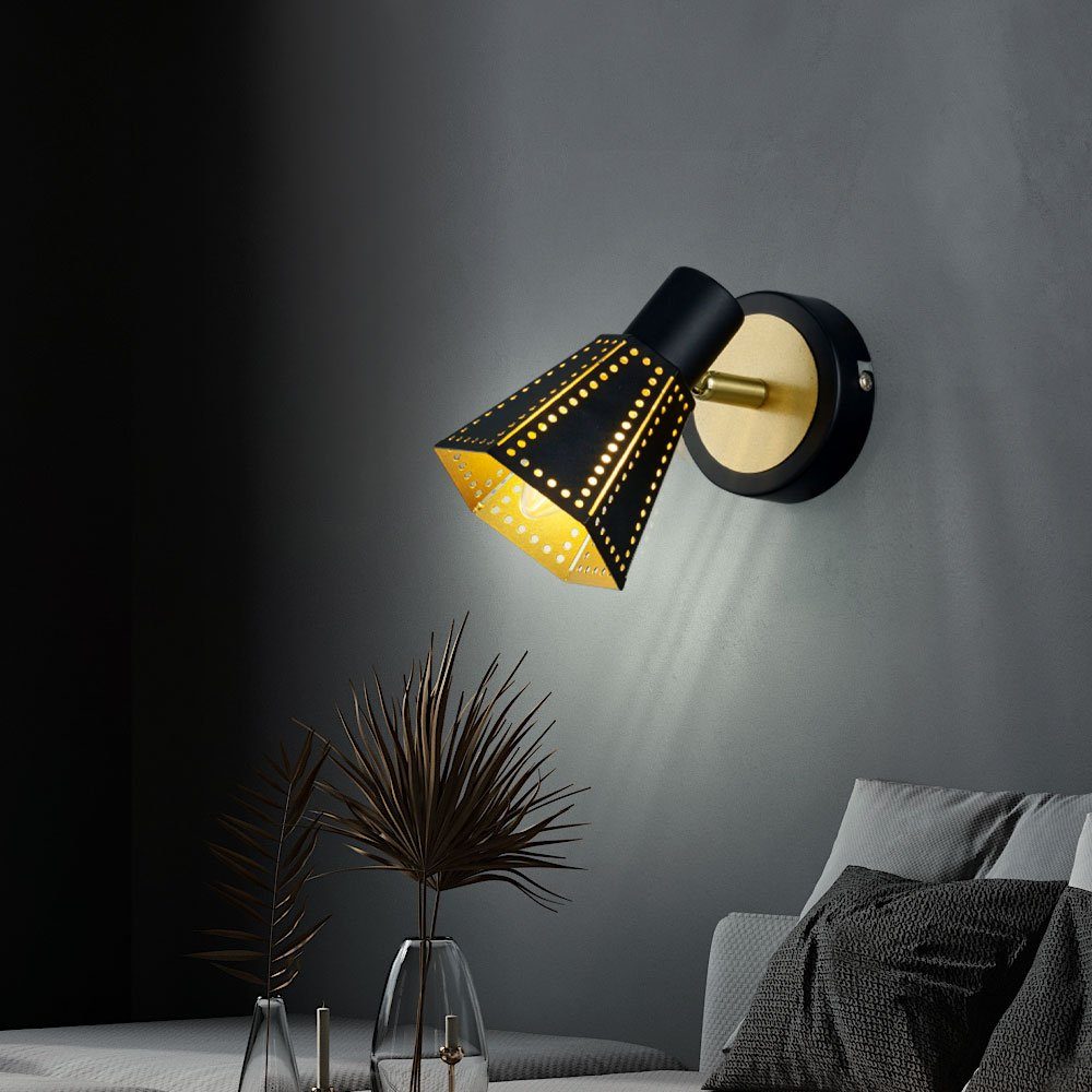 etc-shop LED Wandleuchte, Leuchtmittel inklusive, Wandleuchte Wandlampe  Schlafzimmerlampe LED Spotlampe schwarz gold