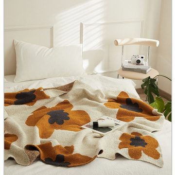 Wohndecke Decke mit großem Blumenmuster, weiches und warmes Plüschdecke, FIDDY, Einzeldecke für gemütliche Stunden, geeignet für Sessel und Sofa
