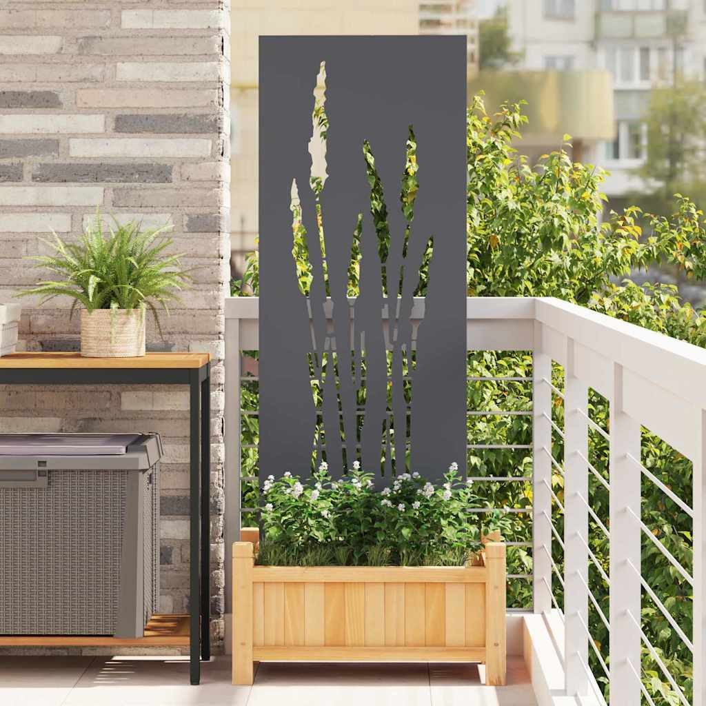 furnicato Sichtschutzelement Garten Sichtschutz Floral 50 x 140 cm Anthrazit, Matte Sichtschutzwand mit floralen Intarsien für deine Terrasse