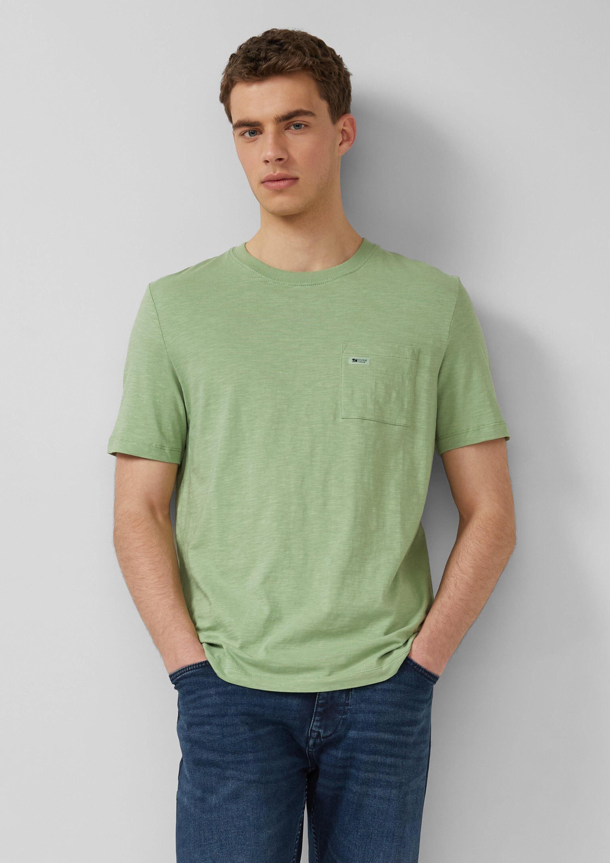 s.Oliver Kurzarmshirt T-Shirt T-Shirt in Flammgarnstruktur mit Brusttasche günstig online kaufen