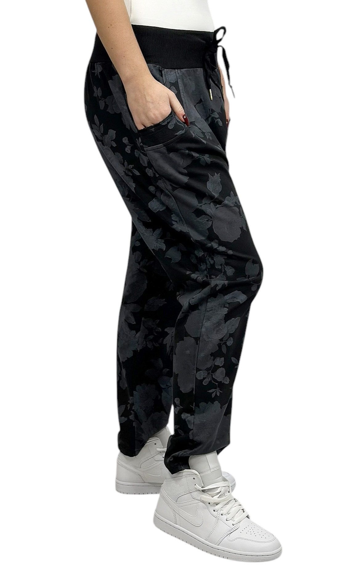 Mississhop Boyfriend-Hose Damen Hose Sweatpants Jogginghose Blumen M.130
