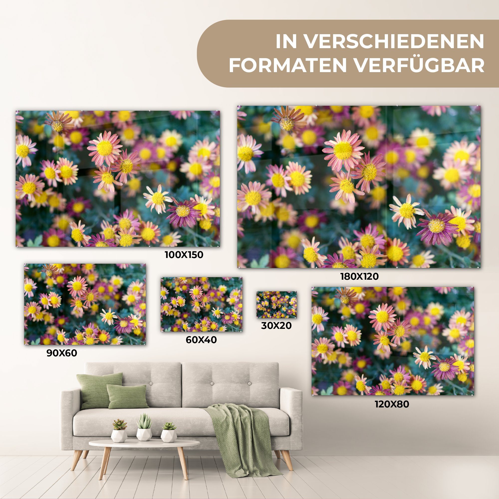 MuchoWow Acrylglasbild & St), Herbst Lila, Blumen - Schlafzimmer Wohnzimmer - (1 Acrylglasbilder
