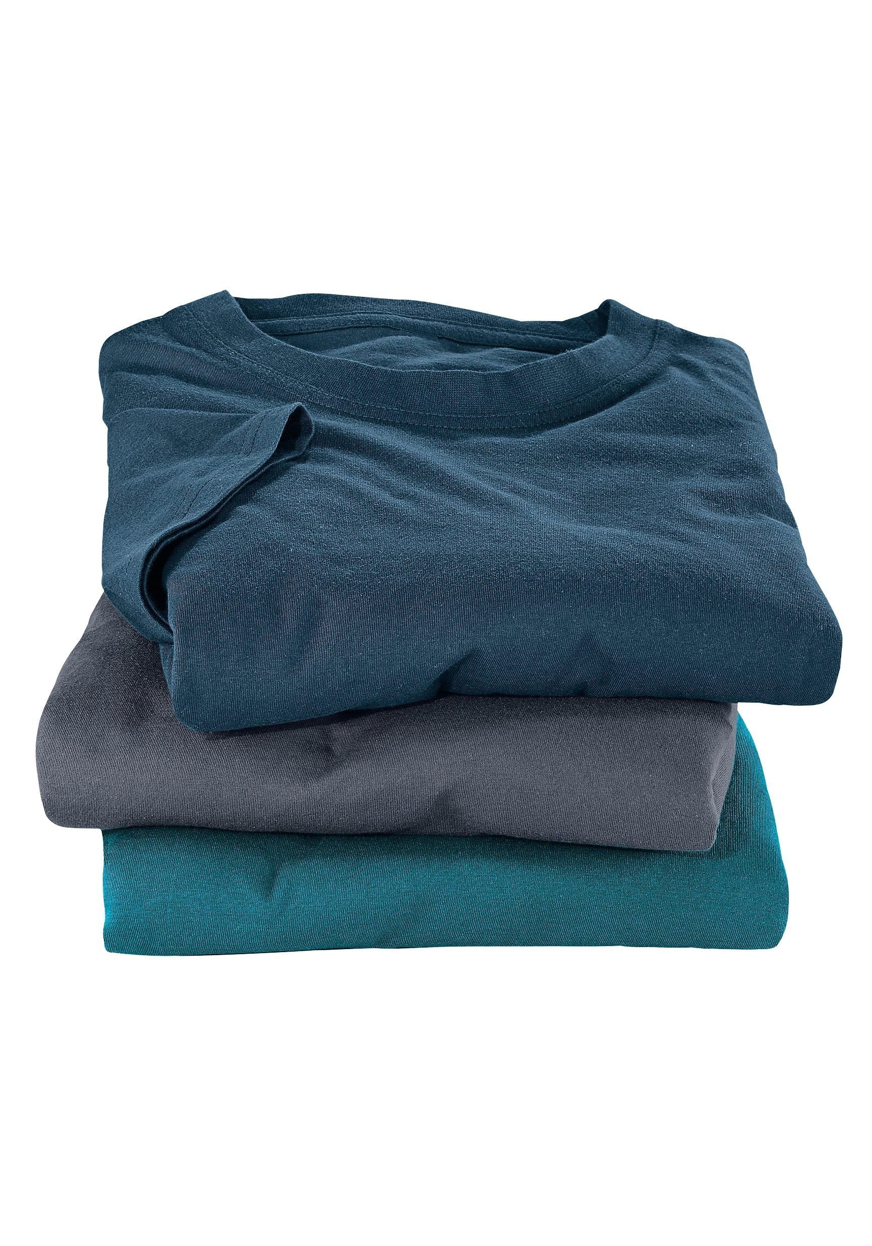 3-tlg) (Packung, Unterziehshirt petrol als H.I.S Baumwolle dunkelpetrol, T-Shirt dunkelgrau, aus perfekt