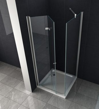 Home Systeme Eckdusche DOOR Duschkabine Dusche Duschwand Duschabtrennung Duschtür Glas ESG, BxT: 80x80 cm