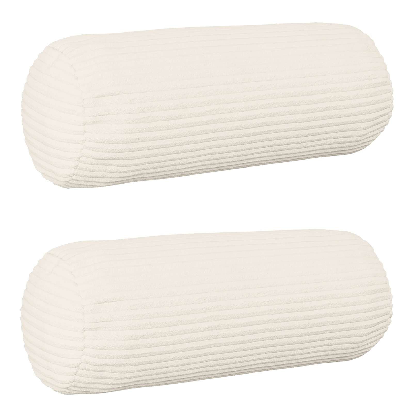 vidaXL Kissenbezug Kissenbezug 2 pcs HEERLEN Creme Ø 15 x 40 cm Cord, (2 Stück)