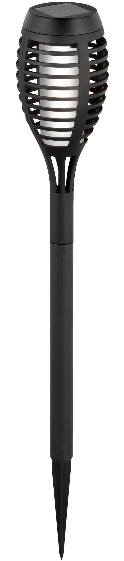 näve LED Solarleuchte Fanilo, Tageslichtsensor, LED fest integriert, Warmweiß, 5er Set Fackeln, Flammeneffekt, schwarz, LED warmweiß, H: 45cm, D: 6cm