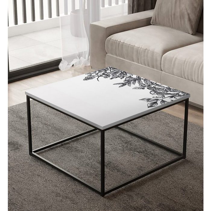 MyMaxxi Möbelfolie MyMaxxi - selbstklebende Tischfolie Hängende gezeichnete Plfanzen weiss kompatibel mit Ikea Lacktisch Frühling Blätter Malerei Zeichnung Möbelfolie Aufkleber - blasenfrei zu verkleben