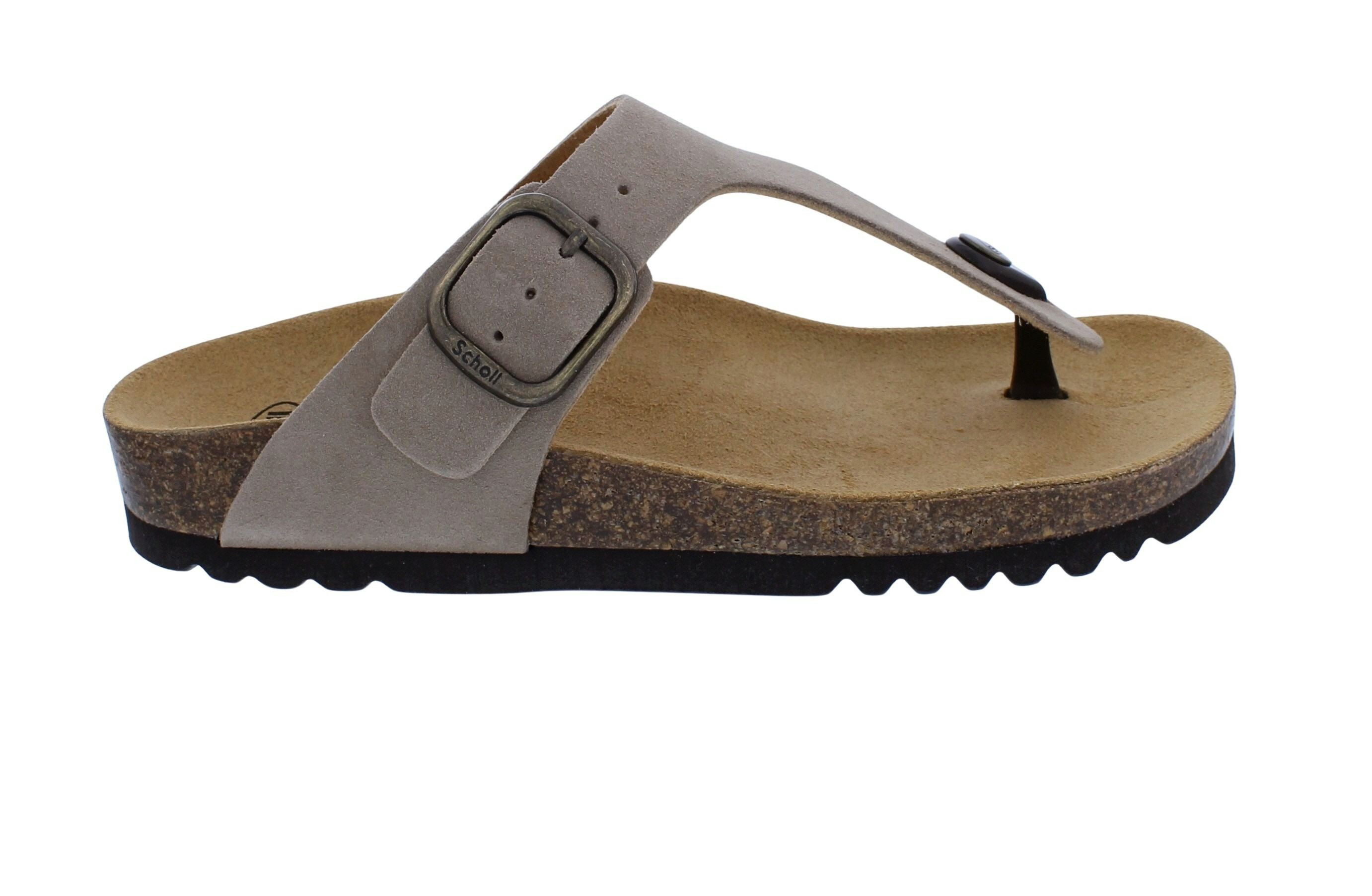 Scholl Scholl Zehensteg-Pantolette mit Fußbett Anais Dark Beige Suede - Velou Pantolette