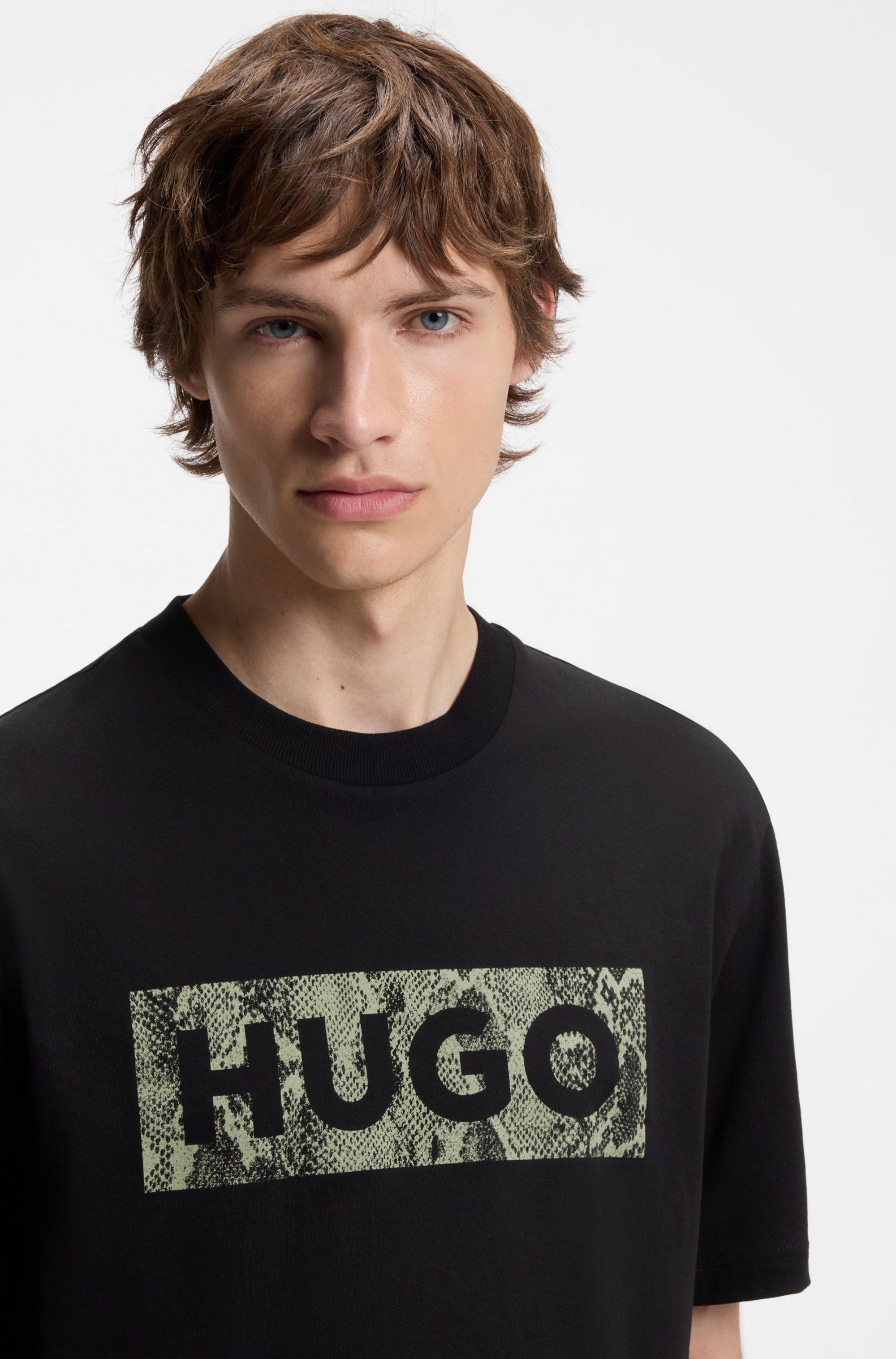 HUGO T-Shirt Nerpient Rundhalsausschnitt, Regular Fit, Logo-Druck