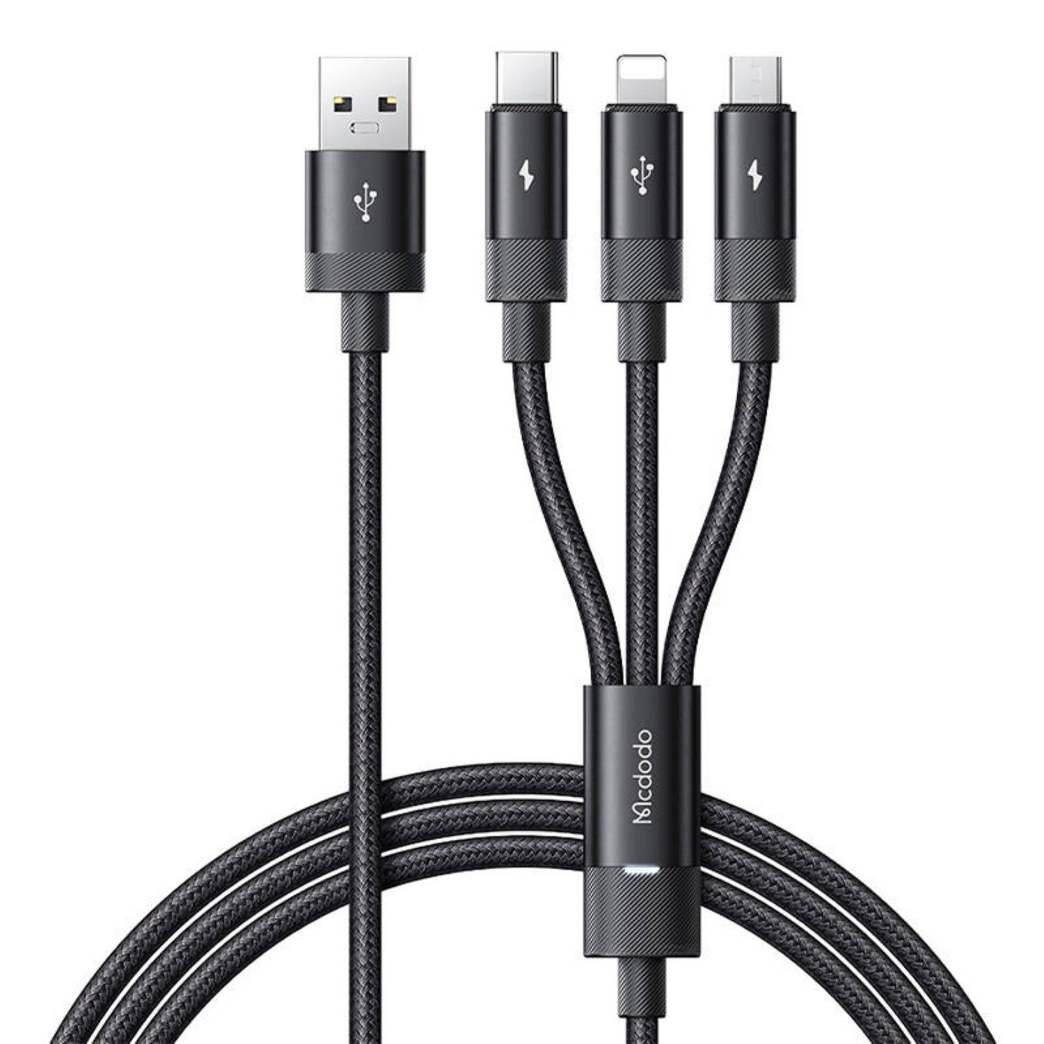 3in1 USB to USB-C / iPhone-Kabel / Micro-USB Kabel CA-5790, 3.5A, 1.2m Smartphone-Kabel