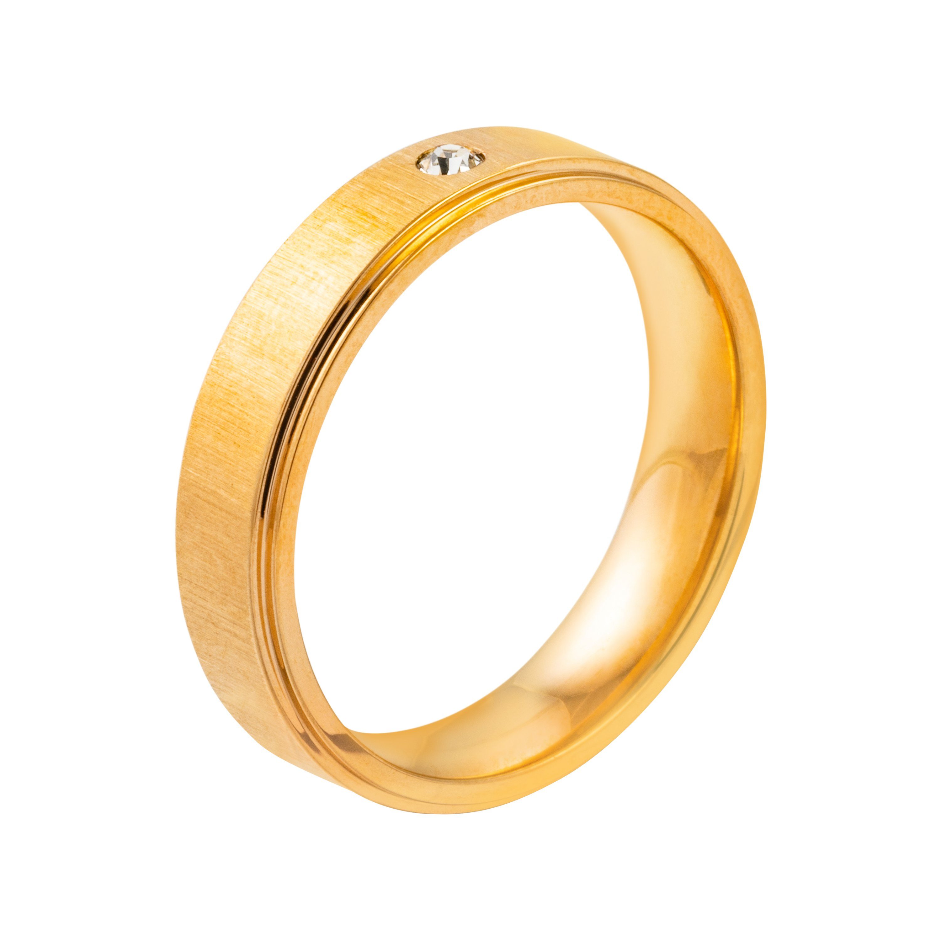 Fingerring Damen-Edelstahlring · rosegoldfarben mit Kristall · 66 (21,0 mm)