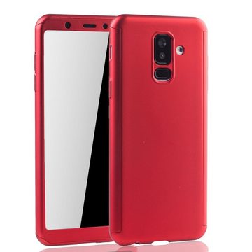 König Design Handyhülle Samsung Galaxy A6 Plus (2018), Samsung Galaxy A6 Plus (2018) Handyhülle 360 Grad Schutz Full Cover Rot
