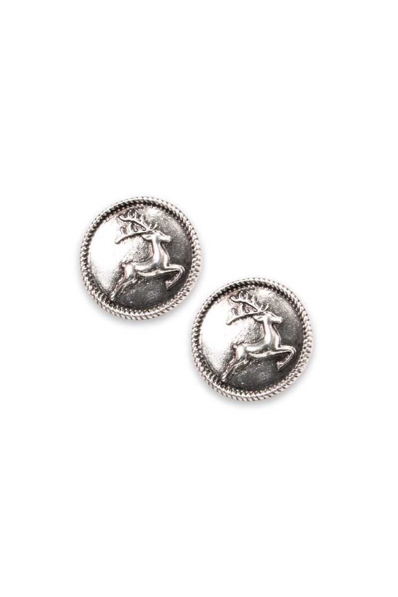 Alpenflüstern Trachtenhut Ansteck-Pins Set - SPRINGENDER HIRSCH - silber antik