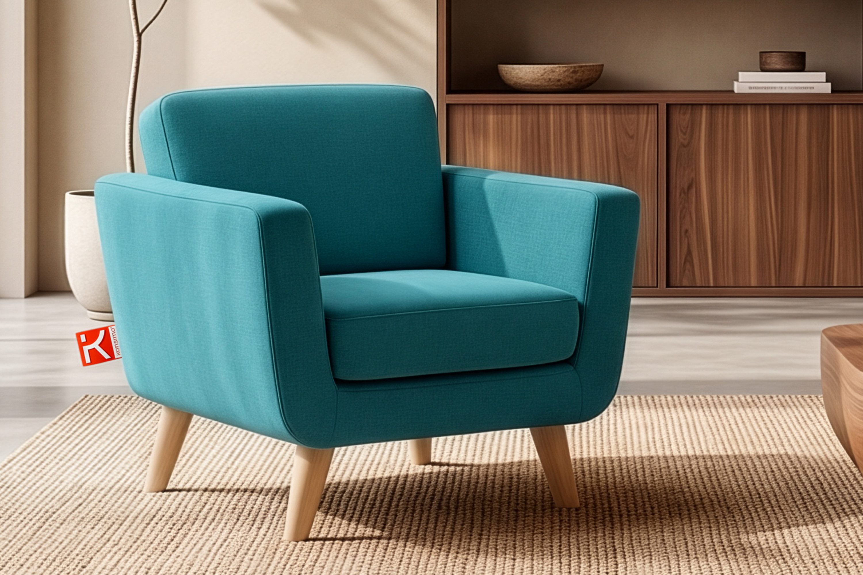 KONSIMO® Sessel TAGIO hergestellt in der EU, 5 Jahre Garantie (Sessel), Scandi-Stil, Made in Europe, Gestell aus Massivholz, mit Armlehnen