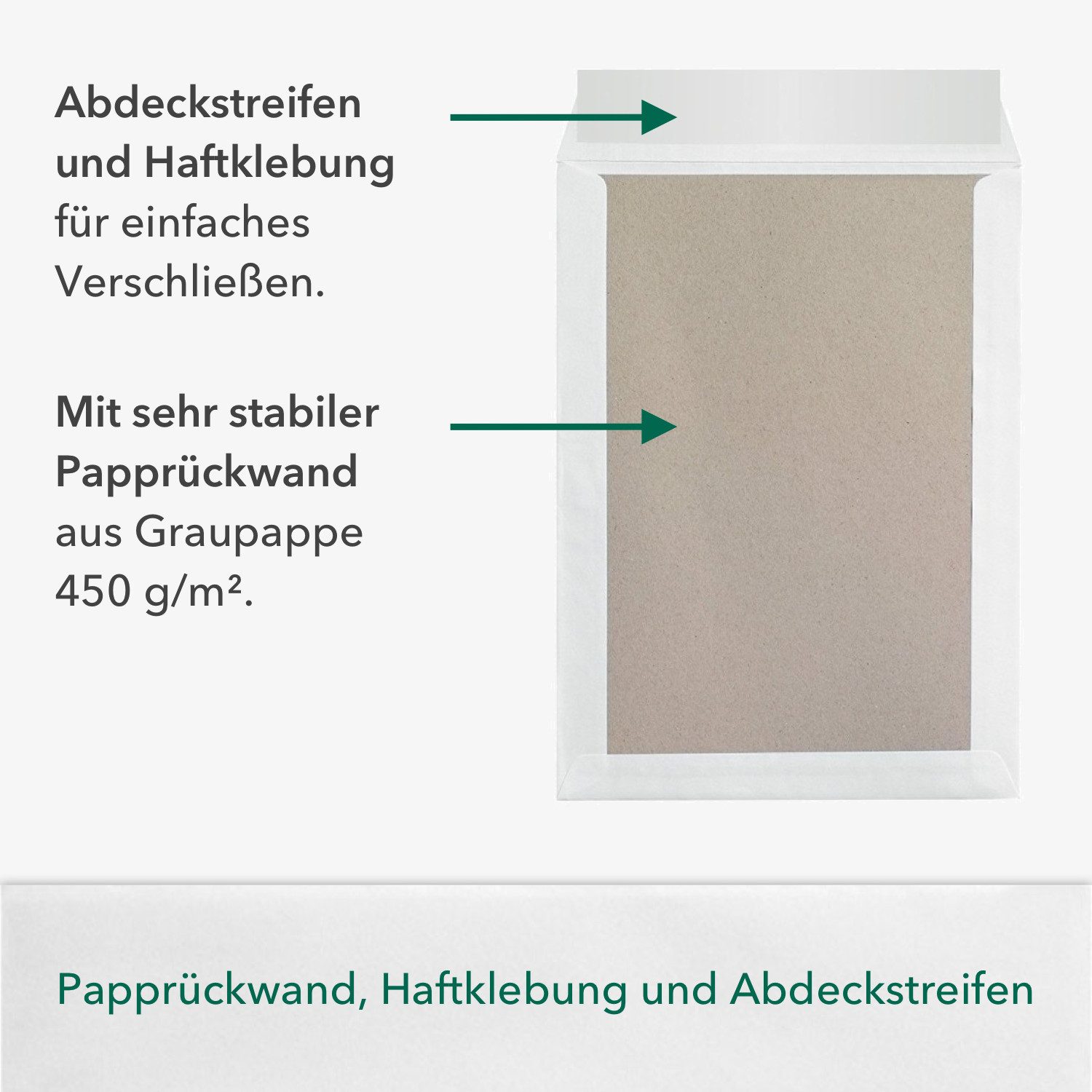 STRATAG Versandtasche Premium Versandtaschen B4 in Weiß, mit Papprückwand, 250 x 353 mm, mit Haftklebung und Abdeckstreifen, für Ihre knickfreien A4-Inhalte – Bild 3 von 5