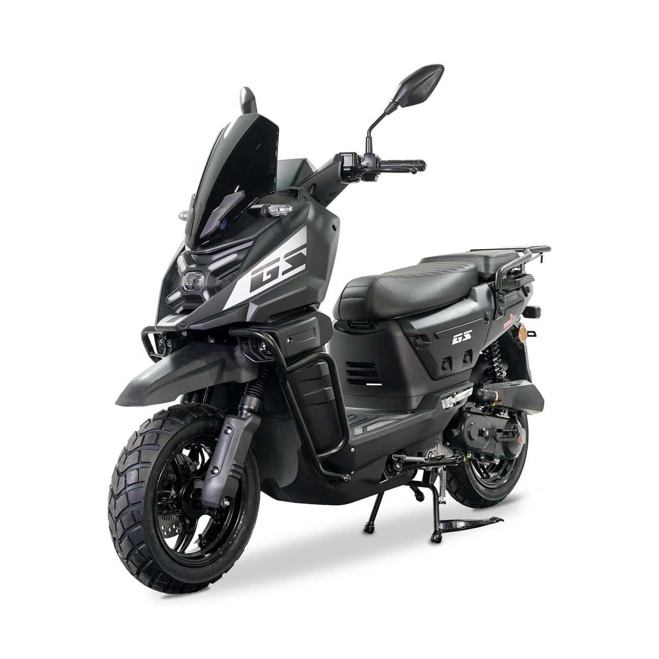 Burnout Motorroller GS-50 Mattschwarz 50 ccm 45 kmh, 50 ccm, 45 km/h, Euro 5, Sturzbügel, Nebelscheinwerfer, LED Display, USB Ladedose, Gepäckträger