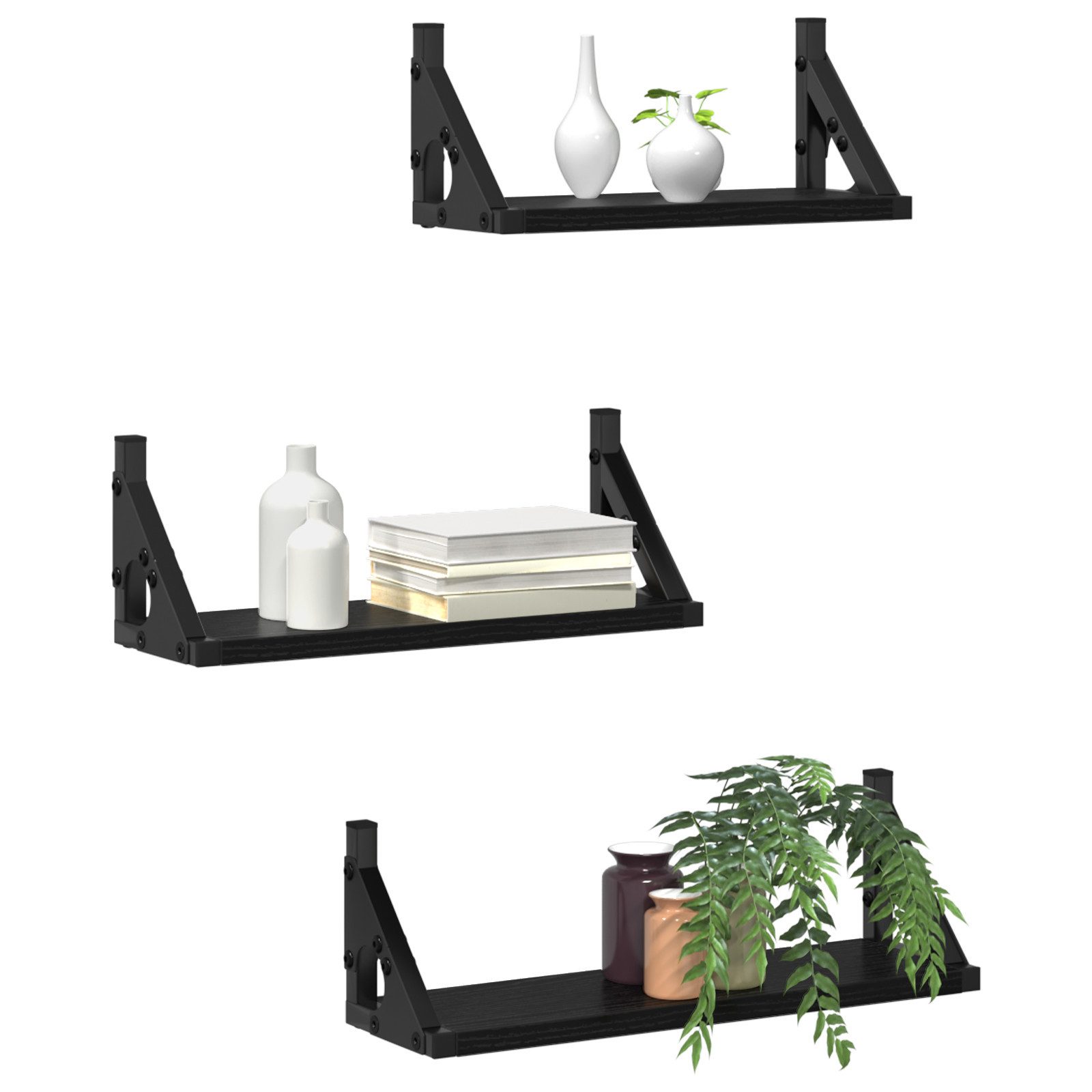 vidaXL Regal 3-teiliges Wandregal-Set Schwarze Eiche günstig online kaufen